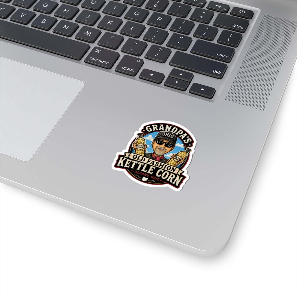 Grandpa's Old Fashion Kettle Corn Sticker — Albany, Ohio Retro Snack Decal