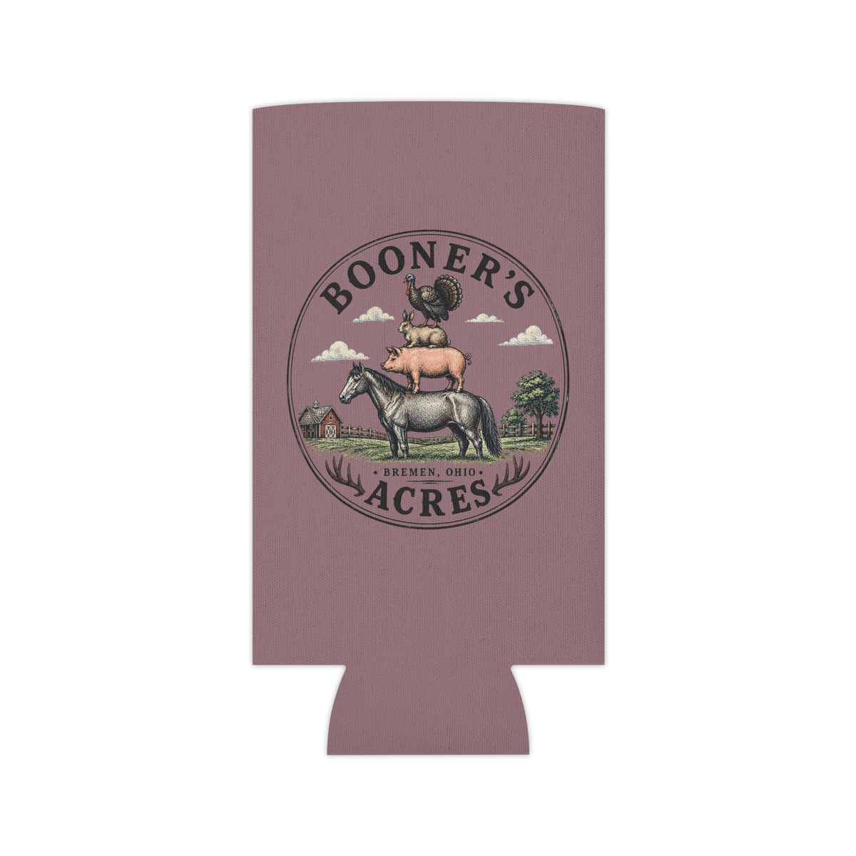 Can Cooler — Booner's Acres Farm Animals Stack Logo