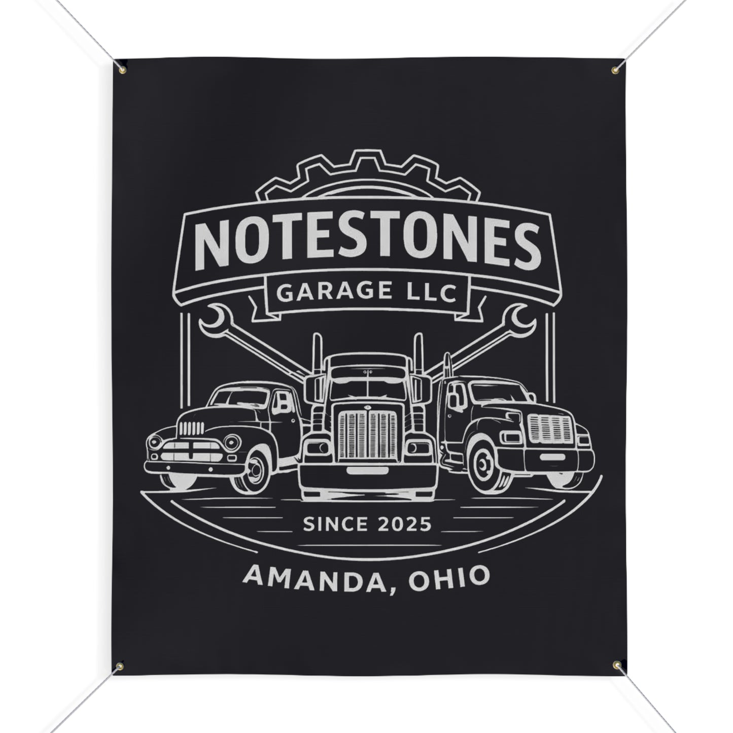Notestones Garage LLC White Logo Banner