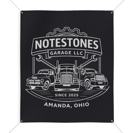 Notestones Garage LLC White Logo Banner
