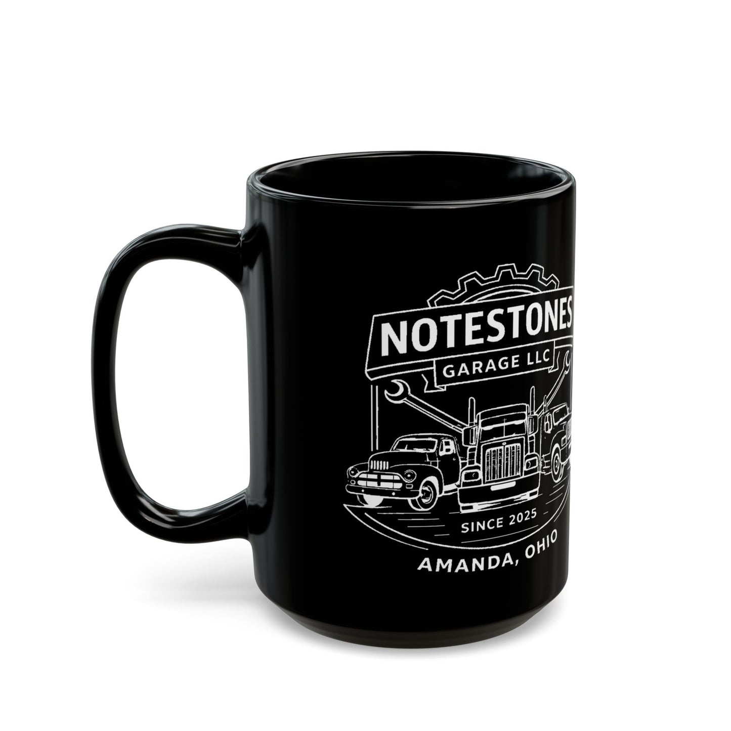 Notestones Garage Black Coffee Mug (11oz/15oz)