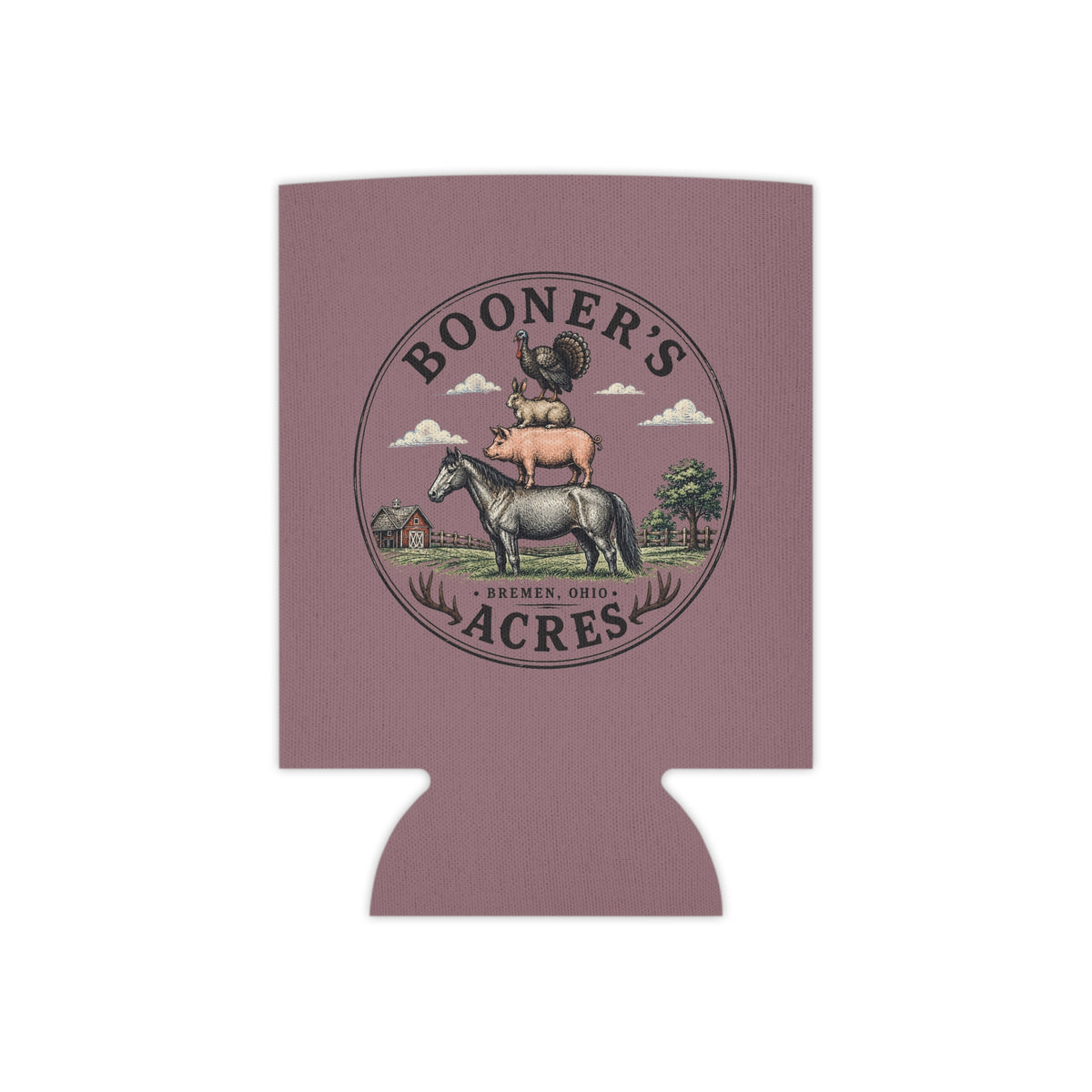 Can Cooler — Booner's Acres Farm Animals Stack Logo