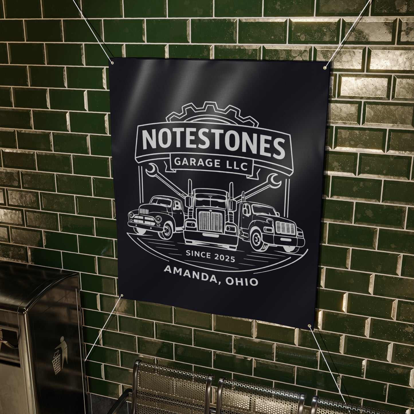 Notestones Garage LLC White Logo Banner