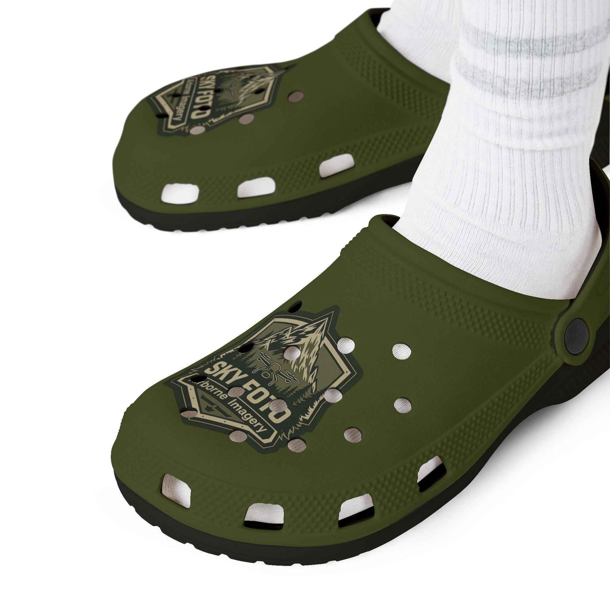Sky Foto Foam Clogs - Military Green with Black Soles